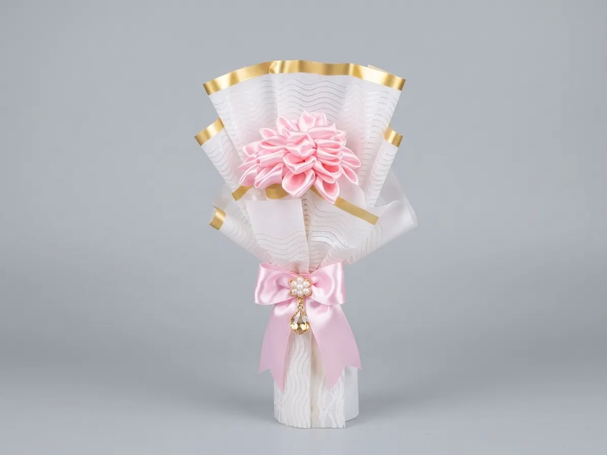 Ramo Rosa Estilo Dahlia con Colgante de Cristal